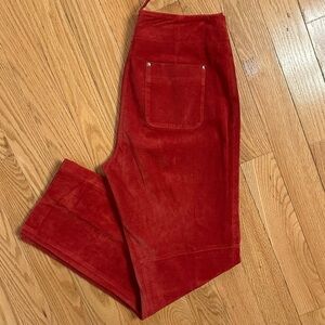 Co & Eddy Brick Red Suede Leather Pants Women straight leg trouser Sz 6